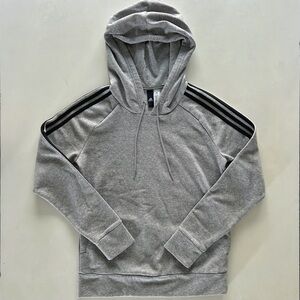 Adidas Gray Hoodie Black Stripe Sleeve Pullover Soft Size M Spring Layer